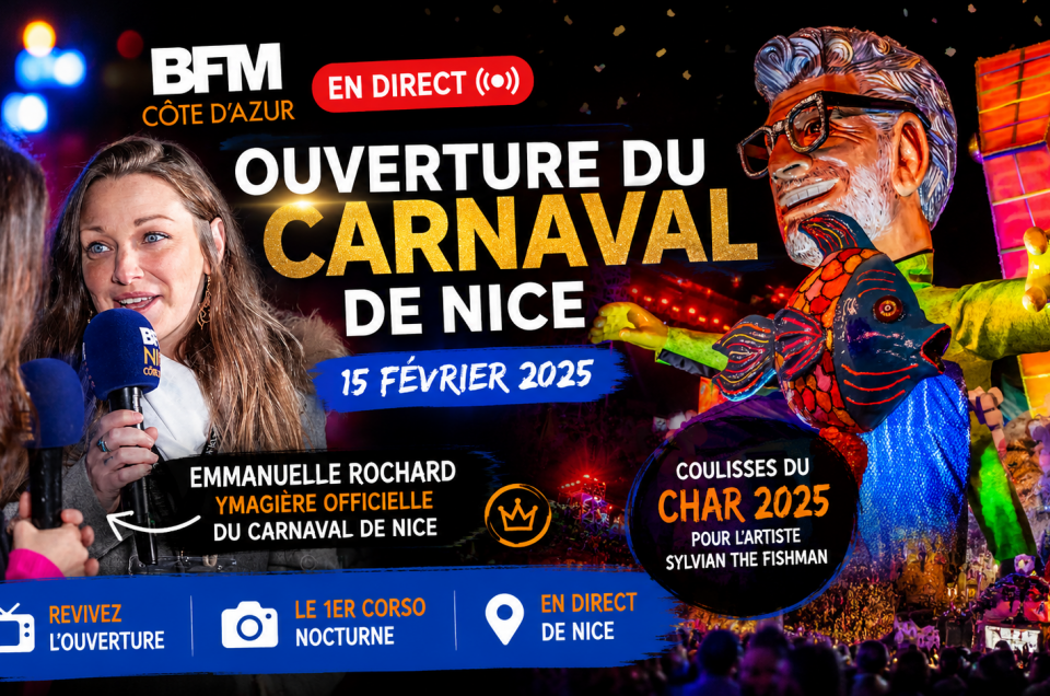 Passage en direct sur BFM Côte d&rsquo;Azur pour l&rsquo;ouverture du carnaval de Nice le 15 février 2025